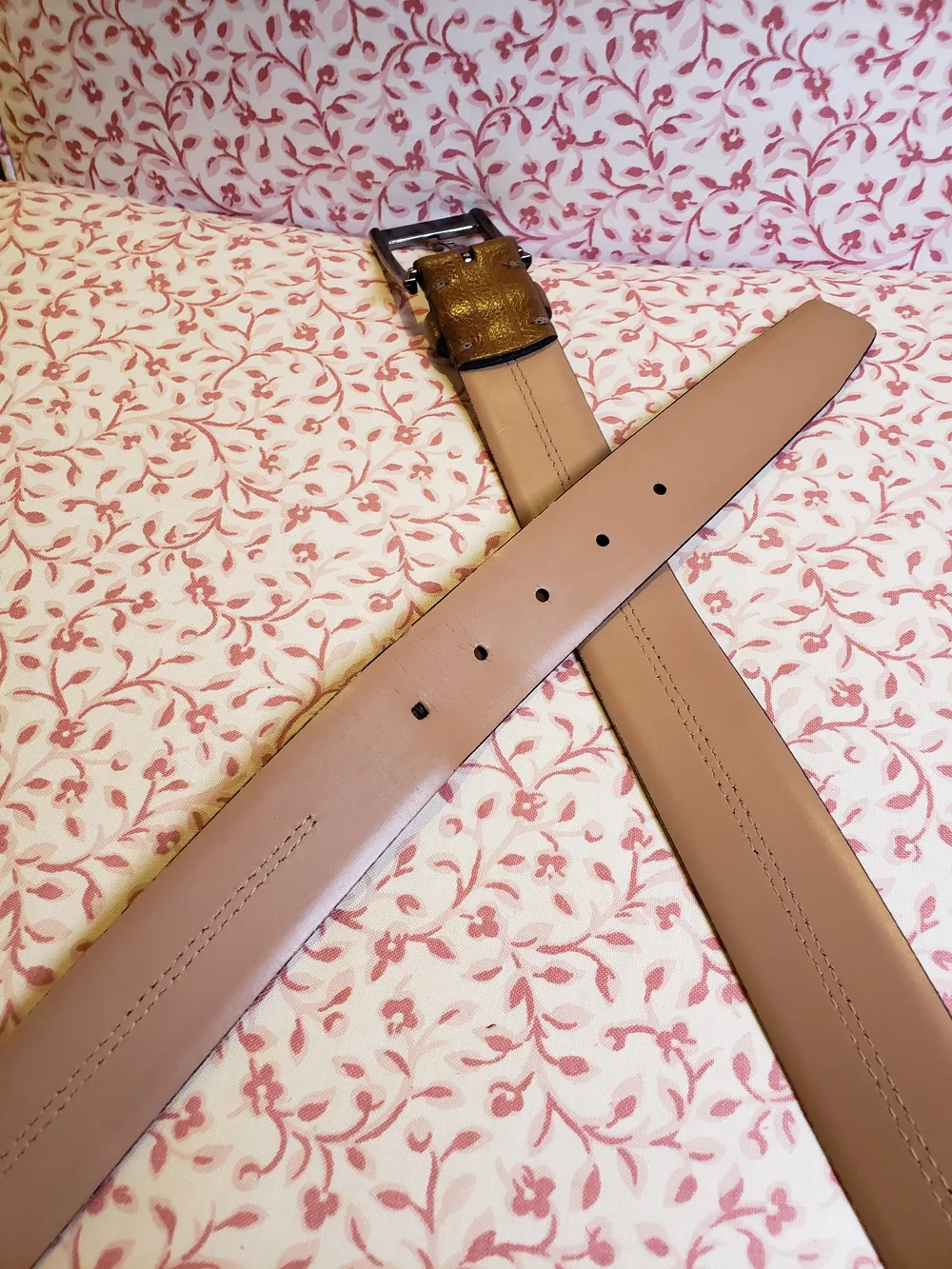 Ted Baker London Light Brown Leather Belt with Contrast Stitching